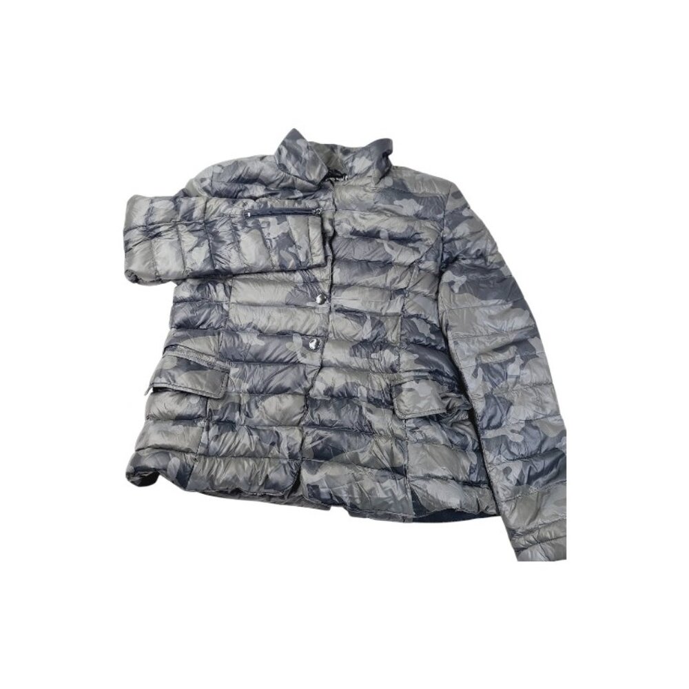 Anorak Women's Gray Black Camouflage Dual Pocket Puffer Blazer Jacket‎ Size XL